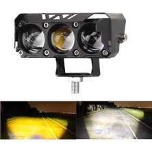 MSP ve Elektrikli Bisiklet Uyumlu 12-80 Volt 3 Mercekli Çift Renk LED Projektör Sis Farı Sarı-Beyaz Renk 4 Modlu Tekli Paket