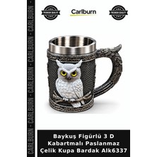 Carlburn Özel Üretim Baykuş Figürlü 3 D Kabartmalı Paslanmaz Çelik Kupa Bardak ALK6337