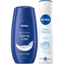 MSP Creme Care Nemlendirici Duş Jeli 250ML ve Kadın Sprey Deodorant Fresh Natural 150ML, 48 Saat Koruma