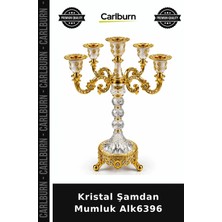 Carlburn Özel Üretim Dekoratif Şık Aksesuar Salon Hediye Masa Kristal Şamdan Mumluk ALK6396