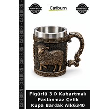 Carlburn Özel Üretim Hediye Dekoratif Figürlü 3 D Kabartmalı Paslanmaz Çelik Kupa Bardak ALK6340