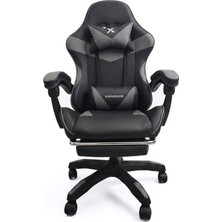 MSP XG300 Oyuncu Koltuğu Ayak Dayamalı Gaming Koltuk Çift Renk Deri 135° Yatabilen Boyun Bel Yastıklı Bilgisayar Sandalyesi - Gri