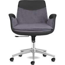 MSP Ofis Sandalyesi Krom Ayaklı Ergonomik Çalışma Koltuğu Dayanıklı Kumaş (Füme)
