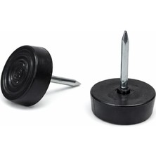 MSP Poligirit Çivili Tapa, Masa Sandalye Sehpa Ayak Zemin Koruyucu, Siyah ve Şeffaf Beyaz, Çap 1.5 Cm, 50 Adet (Siyah)