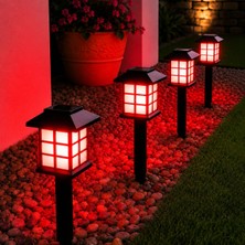 Ms Kyrotech Hlyos 2 Adet 5W Solar Bahçe Lambası 38 Cm, Güneş Enerjili Dekoratif Dış Mekan Aydınlatması, Su Geçirmez, Otomatik Sensörlü Peyzaj Lambası, Balkon, Teras, Veranda, Yürüyüş Yolu (Kırmızı Led)
