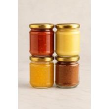 MSP Adet 210 ml Metal Gold Altın Konserve Kapaklı Mama Yoğurt Saklama 210 cc Şeffaf Cam Kavanoz