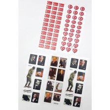MSP 5li Kabartmalı Yapışkan Sticker Seti (13X7 Cm), Atatürk ve Türk Bayrağı Tek Ebat