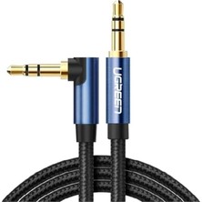 MSP 90 Derece L Tipi 3.5 mm Aux Ses Kablosu Mavi 2 Metre