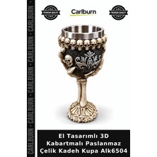 Carlburn Özel Üretim Hediyelik Tasarım Metal El Tasarımlı 3D Kabartmalı Paslanmaz Çelik Kadeh Kupa ALK6504