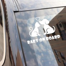 MSP Arabada Bebek Kedi ve Köpek Var Sticker Yapıştırması Beyaz, TSCLEDXQQ32