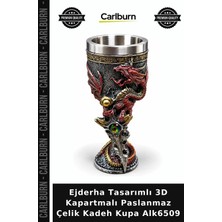 Carlburn Özel Üretim Fantastik Hediyelik Ejderha Tasarımlı 3D Kapartmalı Paslanmaz Çelik Kadeh Kupa ALK6509