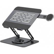 MSP Laptop Stand Karbon Çelik 360° Döner Ergonomik Yükseklik Ayarlı Soğutucu Magsafe Uyumlu Telefon Tutuculu Gizlenebilir Notebook Tablet Uyumlu 10-17.3 Inç Gri