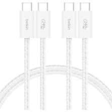MSP 2'li Örgülü Usb-C - Usb-C Kablo, 1,5 M, 240 W, Yumuşak, Esnek ve Hızlı Şarj Kablosu, iPhone 16 ve 15 Serisi, Galaxy S25, Pixel 9, iPad Pro ve Daha Fazlasıyla Uyumlu, Siyah