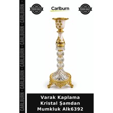 Carlburn Özel Üretim Dekoratif Şık Salon Mumluk Hediyelik Varak Kaplama Kristal Şamdan Mumkluk ALK6392