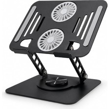 MSP Laptop Soğutucu Stand Çift Fanlı 360 Derece Döner Ayarlanabilir Notebook Yükseltici Metal Bilgisayar Standı Katlanabilir Masaüstü Laptop Tutucu | 286