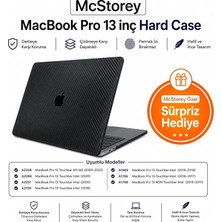 MSP MacBook Pro 13 Karbon Fiber Desenli Kılıf A1706 A1708 A1989 A2159 A2251 A2289 A2338 M1 M2 Uyumlu Ince Hafif Sert Kılıf Koruyucu Kapak Siyah
