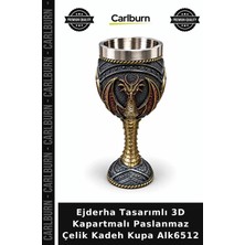 Carlburn Özel Üretim Hediye Dekoratif Ejderha Tasarımlı 3D Kapartmalı Paslanmaz Çelik Kadeh Kupa ALK6512