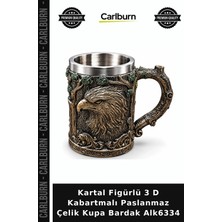 Carlburn Özel Üretim Hediyelik Dekoratif Kartal Figürlü 3 D Kabartmalı Paslanmaz Çelik Kupa Bardak ALK6334