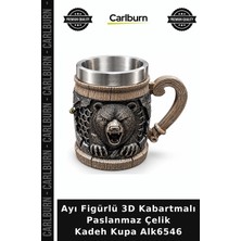 Carlburn Özel Üretim Ayı Figürlü 3D Kabartmalı Paslanmaz Çelik Kadeh Kupa ALK6546