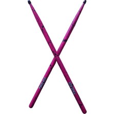 MSP Rock 5A Davul Bageti Pink Florosan Çatlak Model El Yapımı Baget