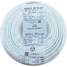 MSP Marka 3x2.5 MM%100 Bakır Ttr Elektrik Kablosu (Beyaz, 5 Metre)