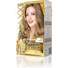 MSP Deluxe Gold Serisi 24K Altın Parçacıklı Serum ile 1 Kutu 2 x 50 ml ve Geliştiriciler Saç Boyası (Bal Köpüğü 8.3)
