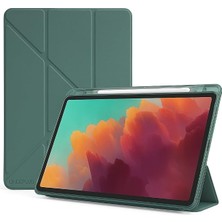 MSP Samsung Galaxy Tab A11 8.7inç X130 ile Uyumlu Kılıf Kalem Bölmeli Trifolding Case X133 X135 135F Koyu Yeşil
