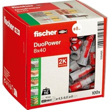 MSP Duopower 8 x 40, Evrensel Dübel, Güçlü 2 Bileşenli Dübel, Beton, Tuğla, Taş, Alçı Yapı Plakaları Vb. Sabitlemek Için Plastik Dübel, Vidasız, 100 Adet