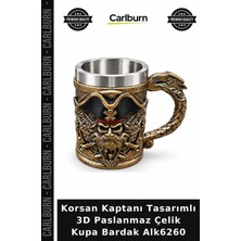 Carlburn Özel Üretim Kaptan Korsan Kaptanı Tasarımlı 3D Paslanmaz Çelik Kupa Bardak ALK6260