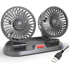 MSP F410 USB Çift Başlıklı Araç Fanı Oto Fan Vantilatör ve Numaratör, Siyah