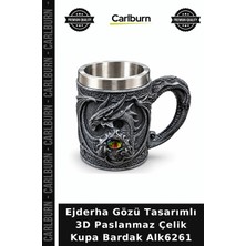 Carlburn Özel Üretim Fantastik Hediyelik Gotik Ejderha Gözü Tasarımlı 3D Paslanmaz Çelik Kupa Bardak ALK6261