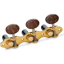 MSP Grandtune Classic Hauser Klasik Gitar Burguları, Classical Guitar Tuners, Open Gear, 1:18 Gear Ratio, Gold Finish, Snakewood Buttons, Black String Rollers, 3l/3r Set