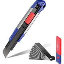 MSP WP212022 18 mm Ağır Hizmet Alüminyum Kasa Maket Bıçağı + 10 Adet Yedek Bıçak