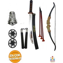 MSP Ninja Samuray Dövüş Savaş Seti Ok Yay Kılıç Kalkan Mınçıka Ninja Yıldız Fırlatma Bıçağı 10 Parça Siyah,ninja_samuray_dovus_cqlk