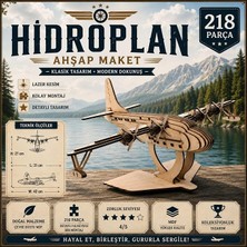 MSP Wood Design Vintage Hidroplan Ahşap Maket – 3D Ahşap Uçak Maketi – 218 Parça Lazer Kesim Mdf – Kolay Montaj – Koleksiyonluk Tasarım