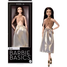 MSP Barbie Basics Eklemleri Bükülebilen Koleksiyona Uygun Sarı Saçlı Bebek, Beyaz Baskılı Pantolon ve Standart Kalıp Kıyafetler, 7 Numara, JJX25