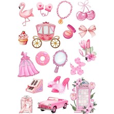 MSP Karışık Pembe Vintage 180 Adet Sticker Seti (10 Sayfa) Tek Ebat