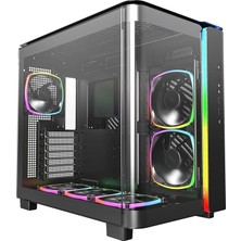 MSP King 95 Pro Çift Odacıklı Atx Orta Kule Pc Oyun Kasası, Yüksek Hava Akışı, Aletsiz Paneller, Sağlam Kavisli Temperli Cam Ön, Altı Argb Pwm Fan Fan Hub, King 95 Pro Siyah