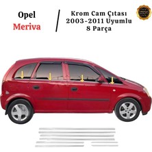 MSP Oto Aksesuar Krom Cam Çıtası 8 Parça 2003-2011 P. Çelik Opel Meriva ile Uyumlu