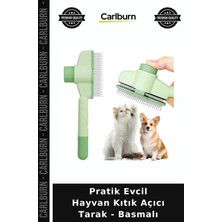 Carlburn Kedi Pratik Evcil Hayvan Kıtık Açıcı Tarak Basmalı Kendi Kendine Temizlenebilen Tüy Toplama Tarağı