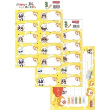 MSP Etiketi Kız Modeli 10 Lu 2 Yaprak Ders Programlı 1 Paket Defter Kitap Etiketi Desenli Renkli Etiket Sarı