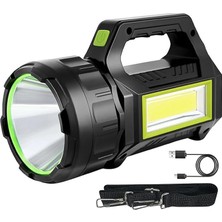 MSP Güneş Panelli El Feneri, 30W Ultra Güçlü LED Işık, 7 Farklı Işık Modu, Yan Işıklı, Telefon Şarj Edebilir, Su Geçirmez Tasarım, Telefon Şarj Edebilir, 2 Km Uzun Menzilli Powerbank El Feneri