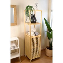 MSP Bambu Tek Kapaklı 3 Raflı Çok Amaçlı Banyo Düzenleyici Organizer Dik Dolap DB-0037