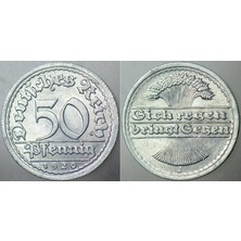Banknoting Almanya 50 Pfennıg 1920 J= Mhamburg Darbı Weimar Cumhuriyeti Hiperenflasyon Dönemi. Çil(-) Kondisyon