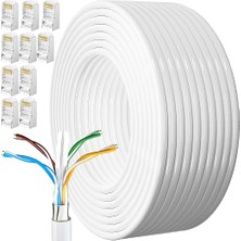 MSP Kablosu 50 Metre Cat 6 Yüksek Hızlı 1000MBPS 250MHZ Koruması Internet Kablosu Beyaz Lan Kablosu Uzun 160FT Network Kablosu 50M Kurulum Ethernet Kabloları