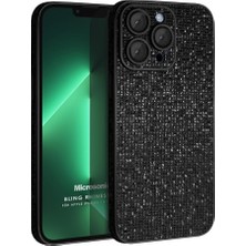 MSP Apple iPhone 13 Pro Için Kılıf Bling Rhinestones Siyah [iphone 13 Pro ile Uyumlu Kılıf - Siyah]