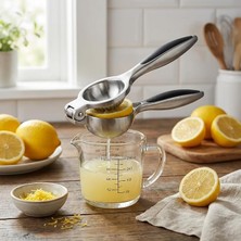 MSP Profesyonel Paslanmaz Çelik Limon Sıkacağı, Manuel Narenciye ve Limon Presi, Ergonomik Kollu, Kolay Yıkanabilir, Büyük Boy (24 Cm) Mat Doku