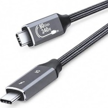 MSP 1.8 Metre Thunderbolt 5 Usb-C Data Kablosu, 120GBPS Veri Aktarımı, Pd 3.1 240W Hızlı Şarj, 16K 60Hz Görüntü, Örgülü Kablo, Ses Video Aktarımı, Thunderbolt 4/3 Usb4/3.1/3.0 Uyumlu | ZR1325