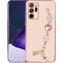MSP Samsung Galaxy Note 20 Ultra Kılıf Silikon Mat Renkli El Tutamaçlı Kamera Lens Korumalı Kapak Pembe