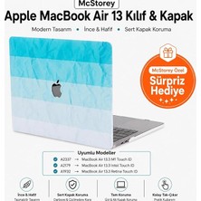 MSP MacBook Air 13 Inç Kılıf A2337 M1 A2179 A1932 Uyumlu Hard Case Sert Kapak Suluboya Desenli Uv Baskılı Koruyucu Kılıf Ince Hafif Laptop Kılıfı Turkuaz